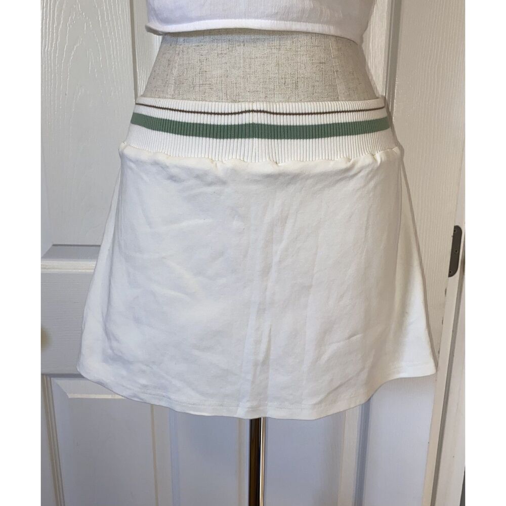 Princess Polly White & Green Striped Athletic Tennis Golf Skort Size 10